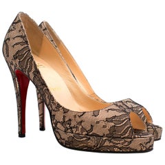Christian Louboutin Very Prive Floral Lace Peep Toe Pump US 10