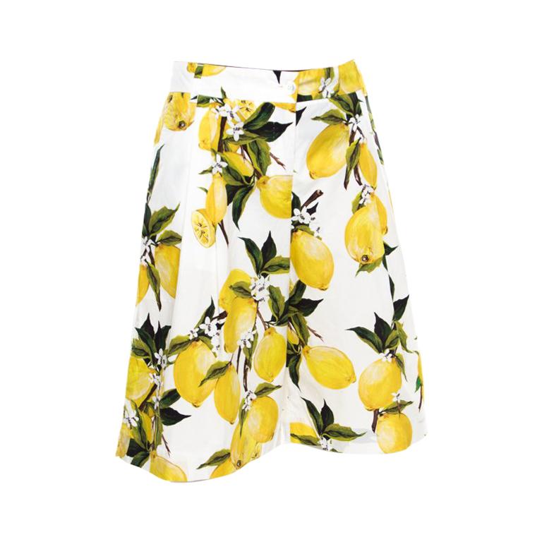 Dolce and Gabbana White Lemon and Floral Printed Cotton Bermuda Shorts S