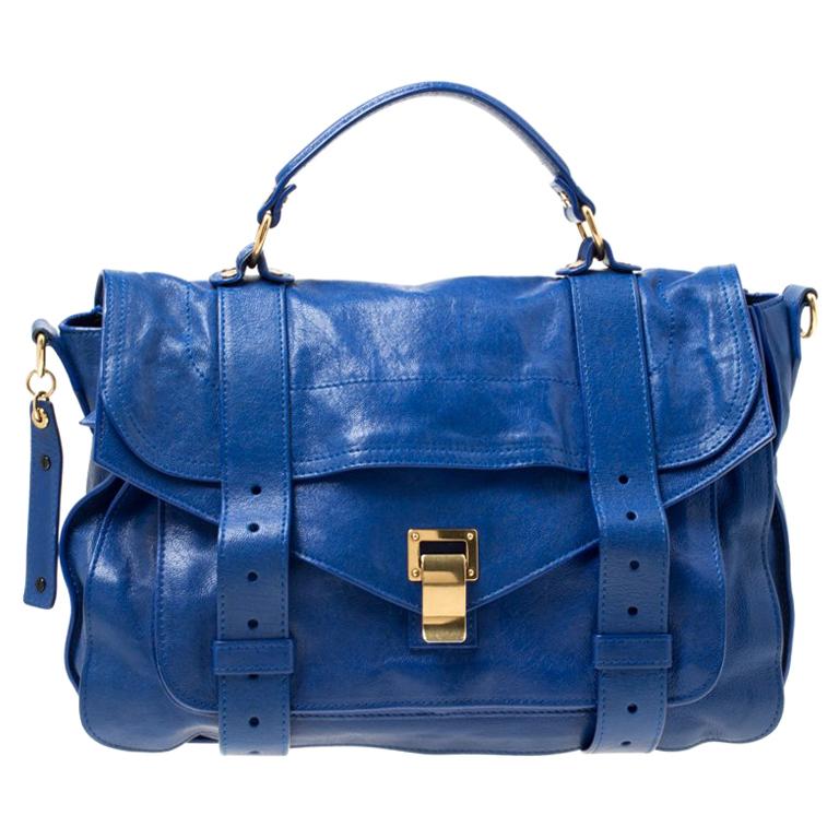 Proenza Schouler Royal Blue Leather Medium PS1 Top Handle Bag For Sale ...