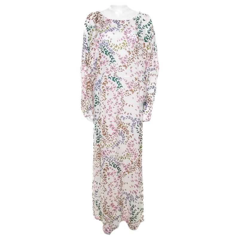 butterfly printed maxi shift dress