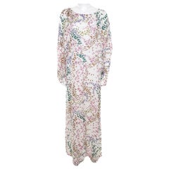 Issa White Butterfly Printed Dolman Sleeve Kaftan Maxi Dress M