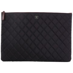 Chanel O Case Clutch Quilted Nylon Large