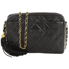 Chanel Vintage Diamond CC Camera Bag Quilted Leather Medium