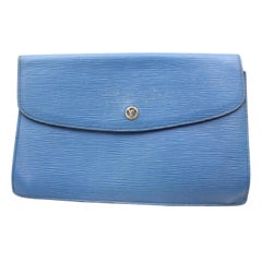 Louis Vuitton Montaigne Pochette Epi Toledo Envelope 869476 Blue Leather Clutch