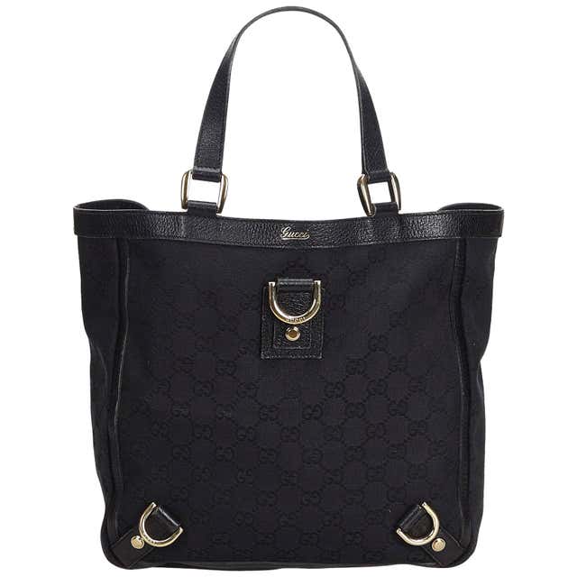 Gucci Black Jacquard Fabric GG Abbey Tote Bag Italy For Sale at 1stDibs