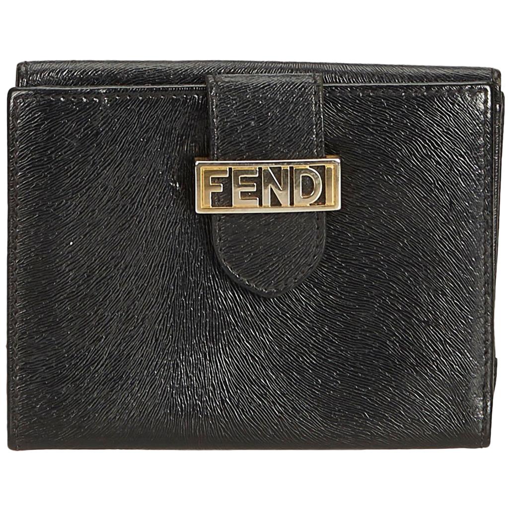 Fendi Black Others Leather Embossed Short Wallet Italy