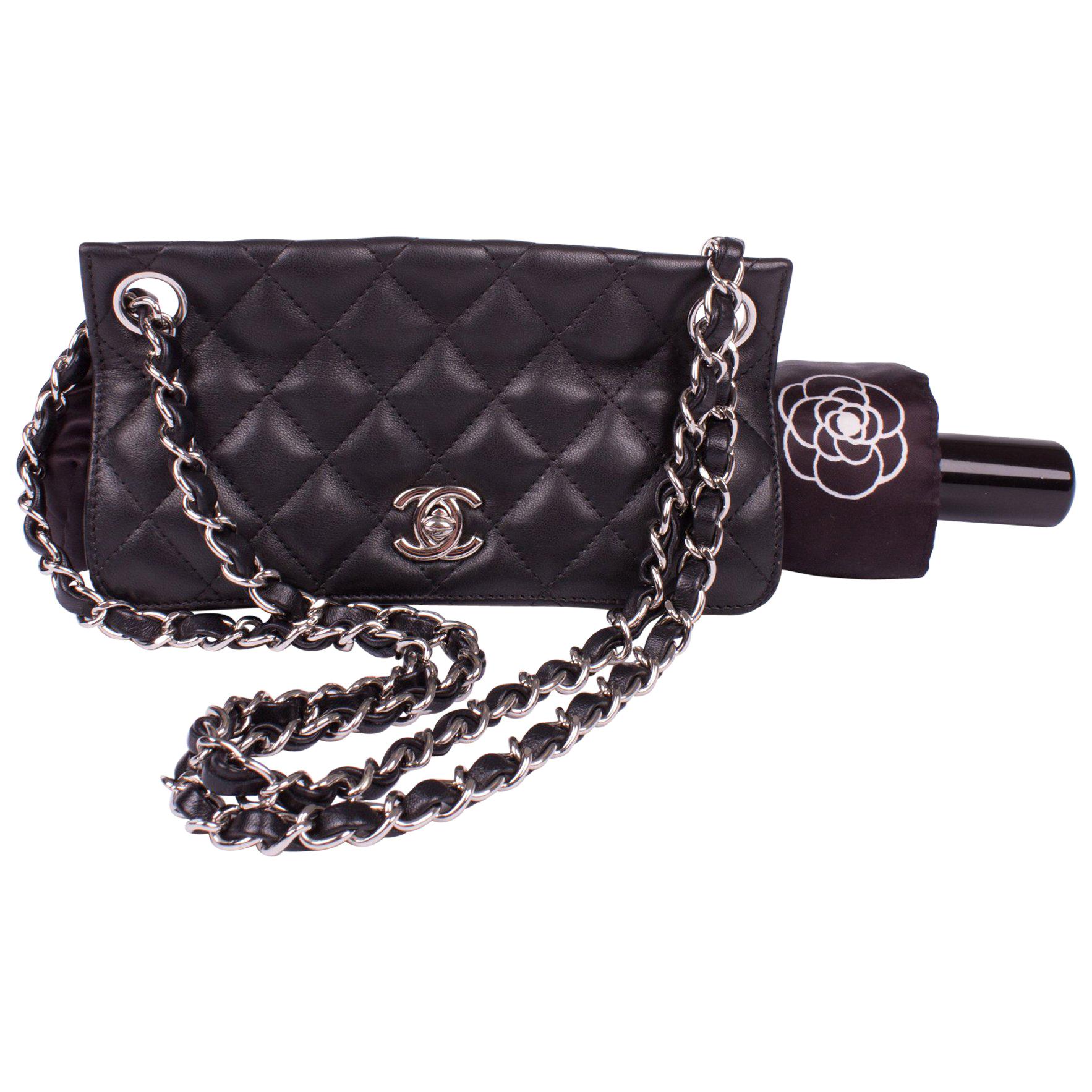Chanel Umbrella Case Single Flap Bag - black leather