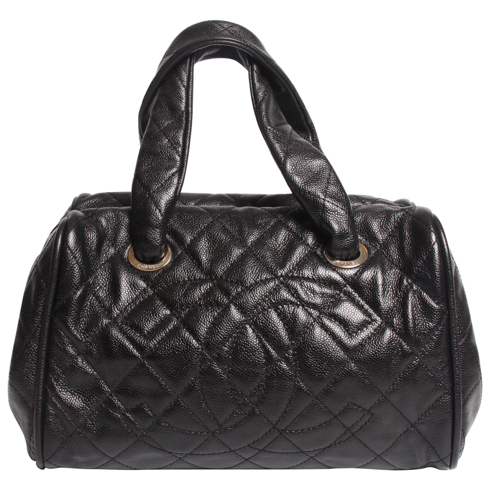 Chanel Top Handle Shopper Bag - black caviar leather  For Sale
