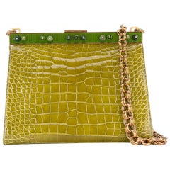 Prada - Pochette en cuir de crocodile vert, années 2000