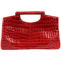 Colombo Bordeaux Crocodile Leather Vintage Bag, 2000s