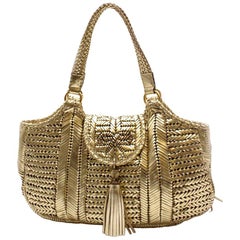 Anya Hindmarch Gold Woven-Leather Bag