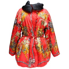 Hermès gorgeous silk down jacket with “Les Fêtes du Roi-Soleil” print