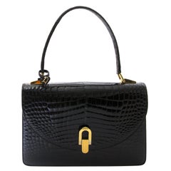 Delvaux Black Croco Handbag