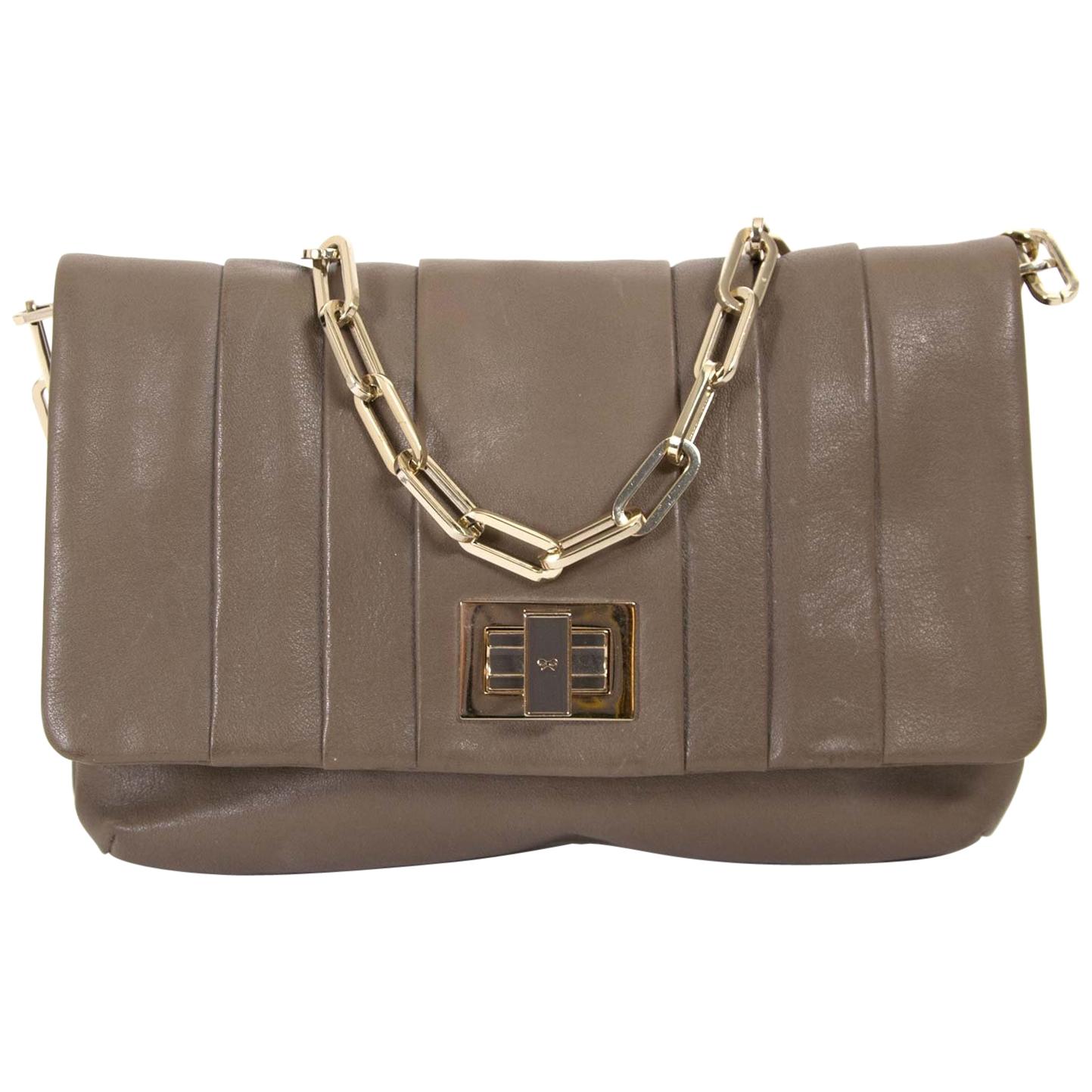 Anya Hindmarch Small Taupe Chain Shoulder Bag For Sale