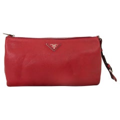 Prada Red Leather Clutch