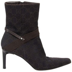 Gucci Brown Monogram Fabric Heels - SIze 38