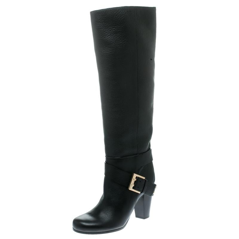 Chloe Black Leather Knee High Boots Size 38 at 1stDibs