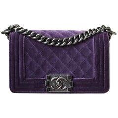 Chanel Boy Quilted Velvet Crossbody Bag 