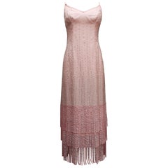 Pierre Balmain Haute Couture beautiful pink evening gown with fringes