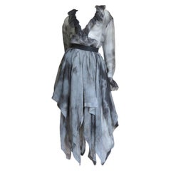 Workers For Freedom Silk Tie Dye Skirt and Shirt 1990s