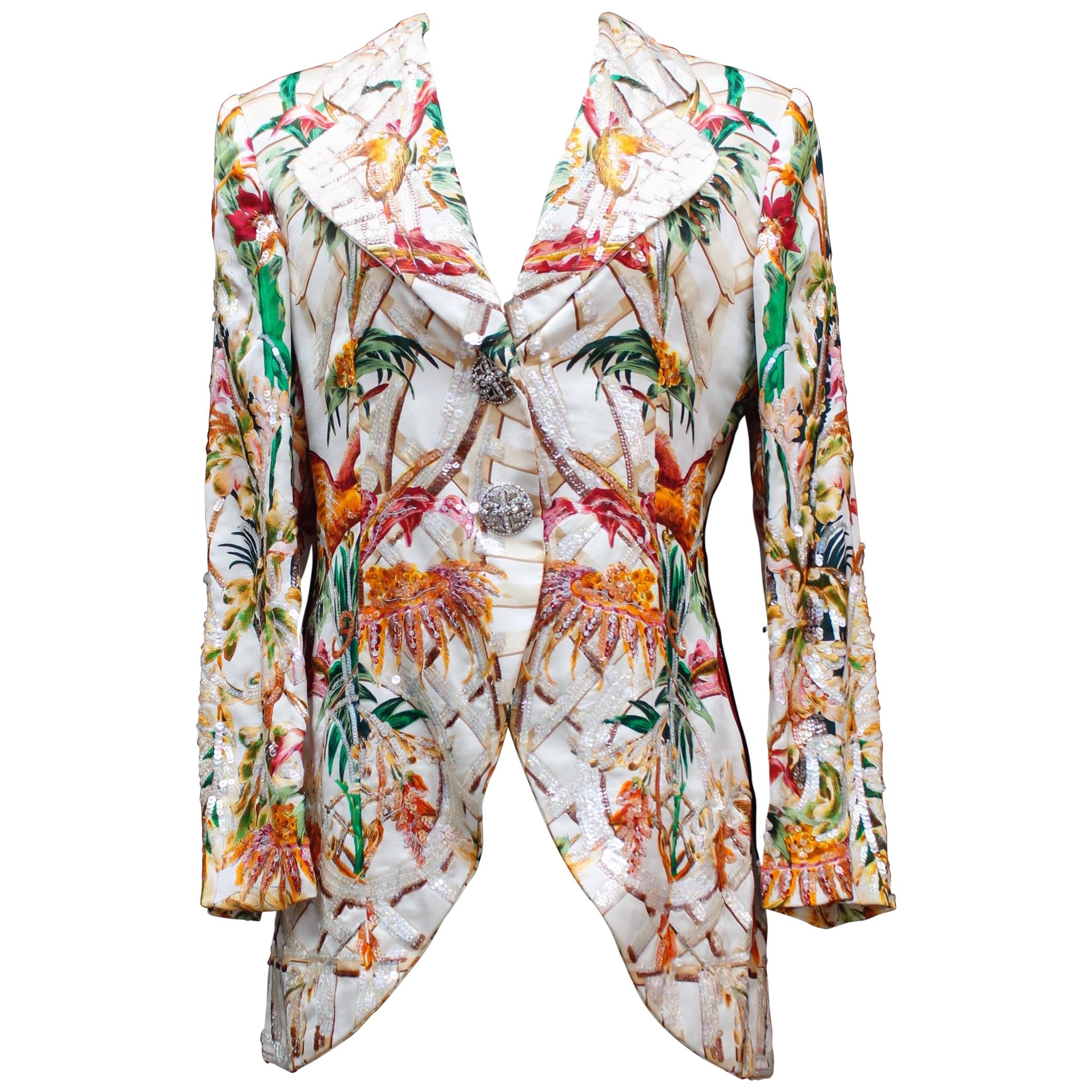 Christian Dior magnificent silk jacket with floral embroideries For Sale