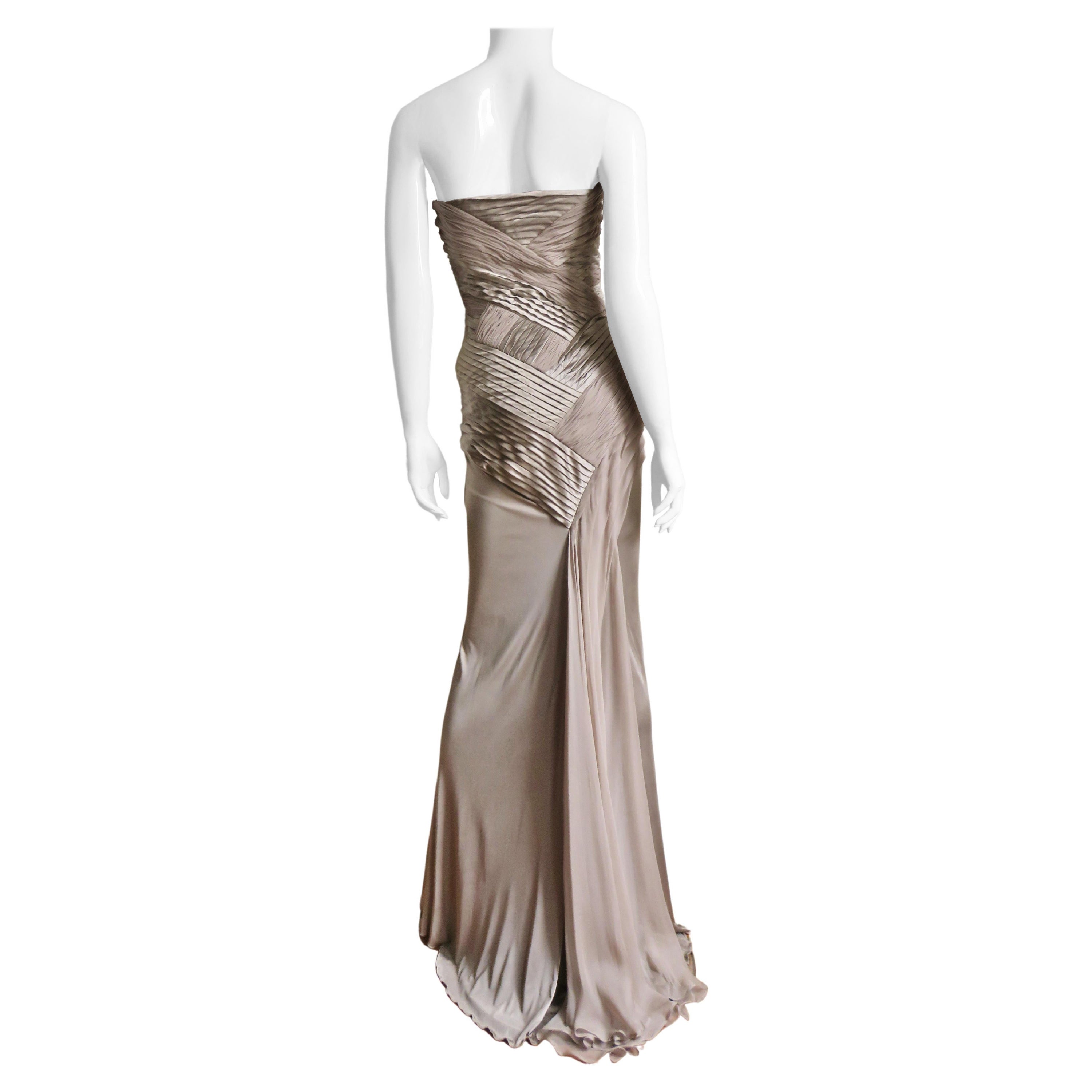 Versace Detailed Silk Strapless Gown