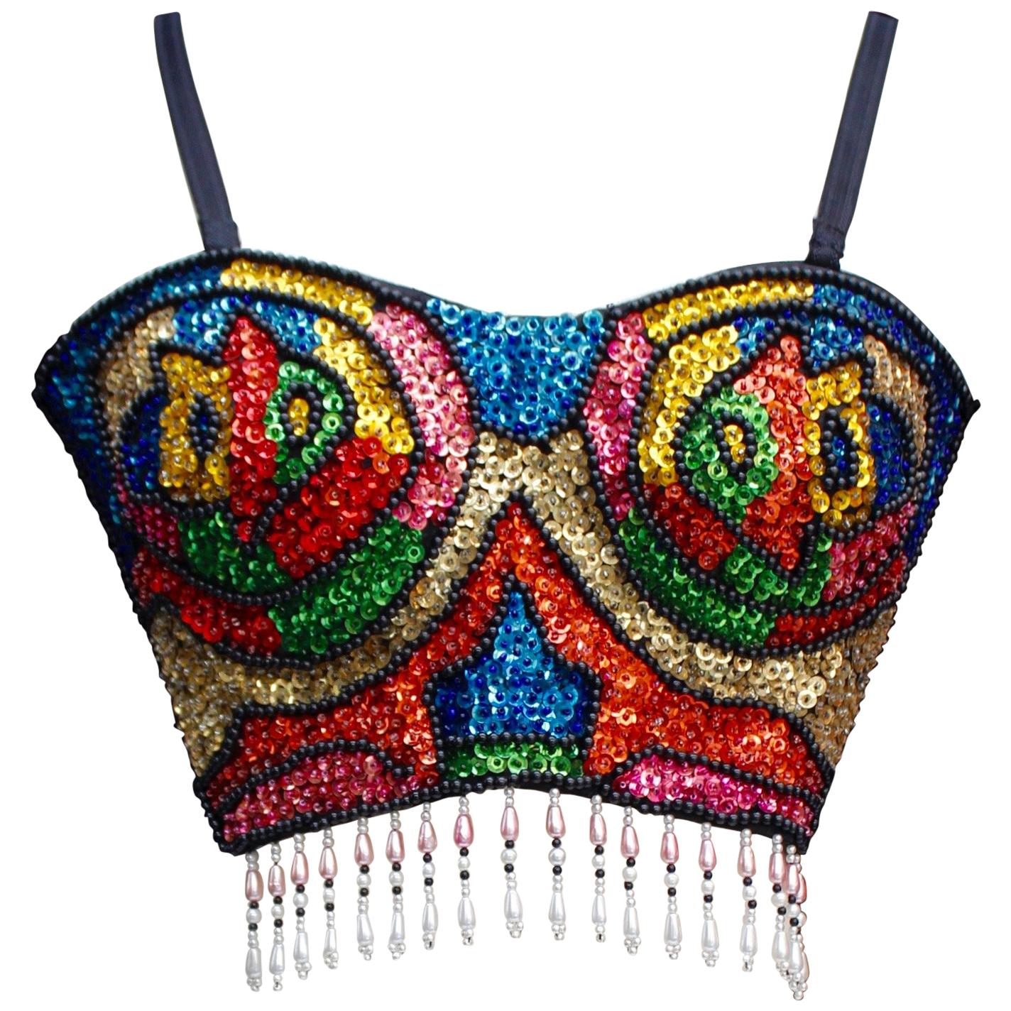 Christian Dior gorgeous bustier with multi color beads and sequins at ...