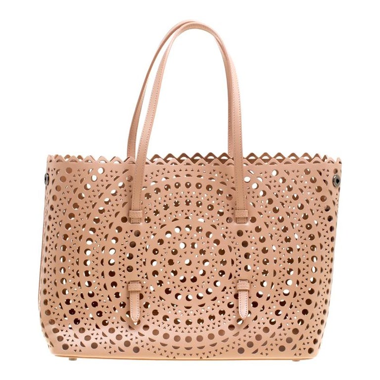Alaia Dusty Pink Laser Cut Leather Vienne Tote For Sale at 1stDibs