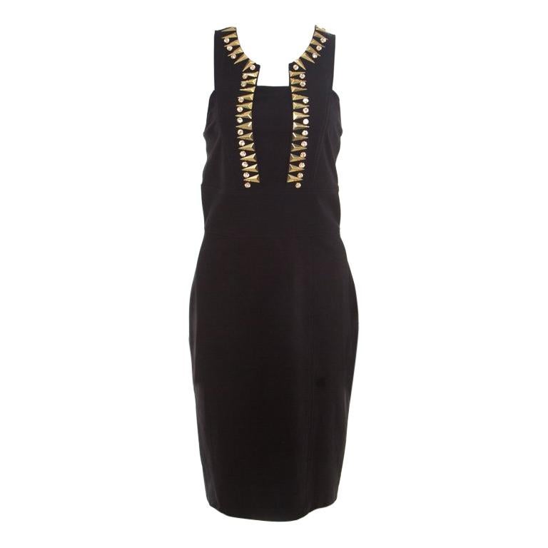 Versace Collection Black Jersey Triangle and Crystal Studded Bodycon ...