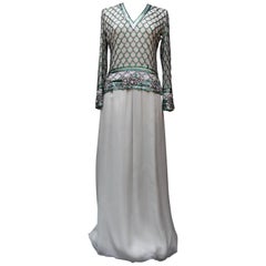 Vintage Christian Dior Haute Couture gorgeous set composed of grey chiffon and beads