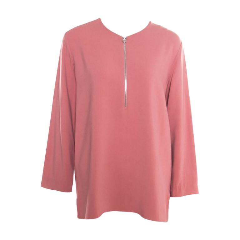 Stella McCartney Pink Crepe Zip Detail Long Sleeve Arlesa Blouse M