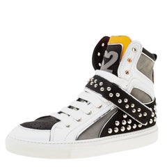 Dsquared2 Tricolor Suede And Leather Studded High Top Sneakers Size 41.5