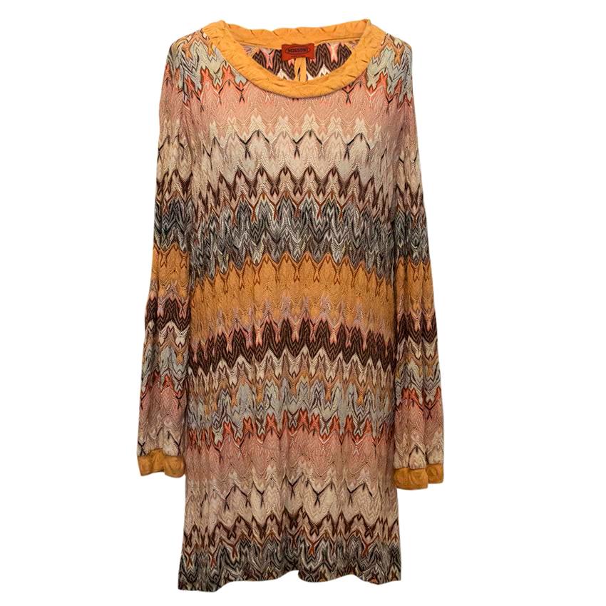 Missoni brown pattern dress and scarf US 6 For Sale