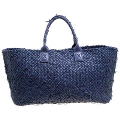 Bottega Veneta Blue Intrecciato Leather Oversized Limited Edition Cabat Tote
