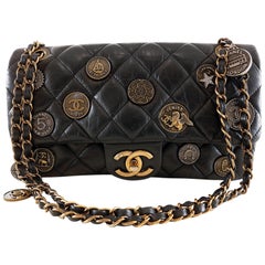 Chanel Black Calfskin Medallion Flap Bag