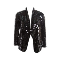 Yves Saint Laurent Black Sequin Paillette Embellished Single Button Blazer S