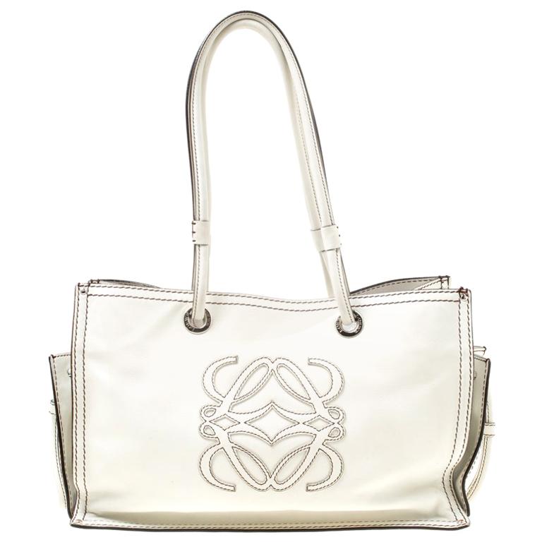 Loewe White Leather Shopping Tote For Sale at 1stDibs