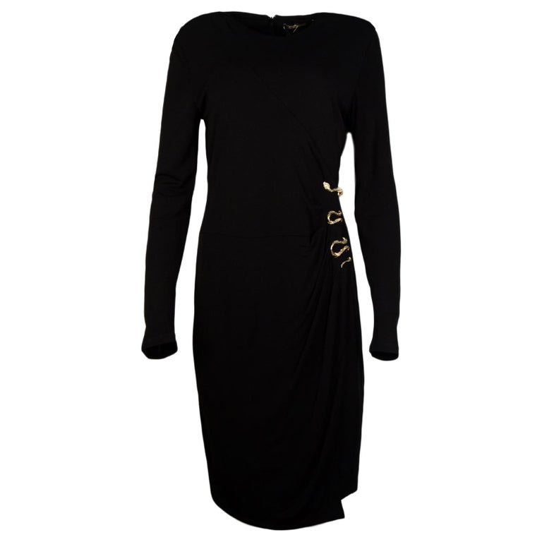 Roberto Cavalli Black Longsleeve Jersey Dress W/ Snake Design NWT Sz ...
