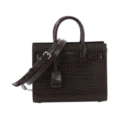 Saint Laurent Sac de Jour NM Handbag Crocodile Embossed Leather Nano
