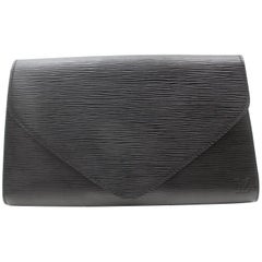 Louis Vuitton Pochette Noir Art Deco Envelope 869011 Black Leather Clutch