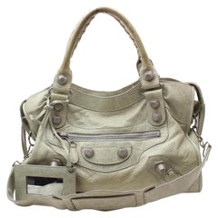 Used Balenciaga Giant City First 2way 868885 Beige Leather Shoulder Bag