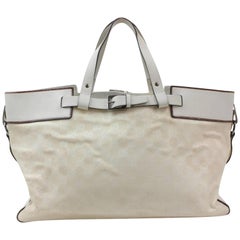 Gucci Large Monogram Gg Belt Buckle 868903 White Canvas Tote