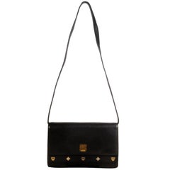 MCM Studded Convertible Flap 868840 Black Leather Shoulder Bag