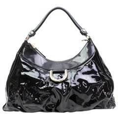 Gucci D-ring Hobo 867933 Black Patent Leather Shoulder Bag