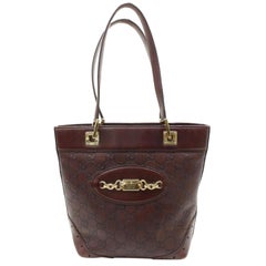 Gucci Guccissima Chain Logo Tote 867462 Brown Leather Shoulder Bag
