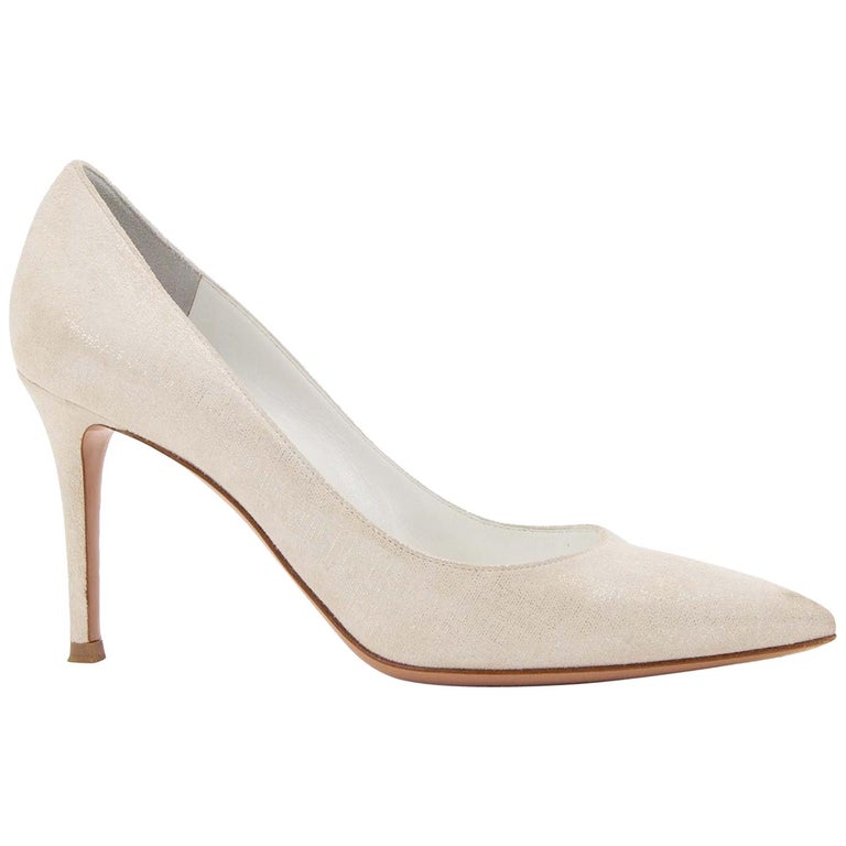 Gianvito Rossi White Shiny Suede Pumps - Size 37 For Sale at 1stDibs ...