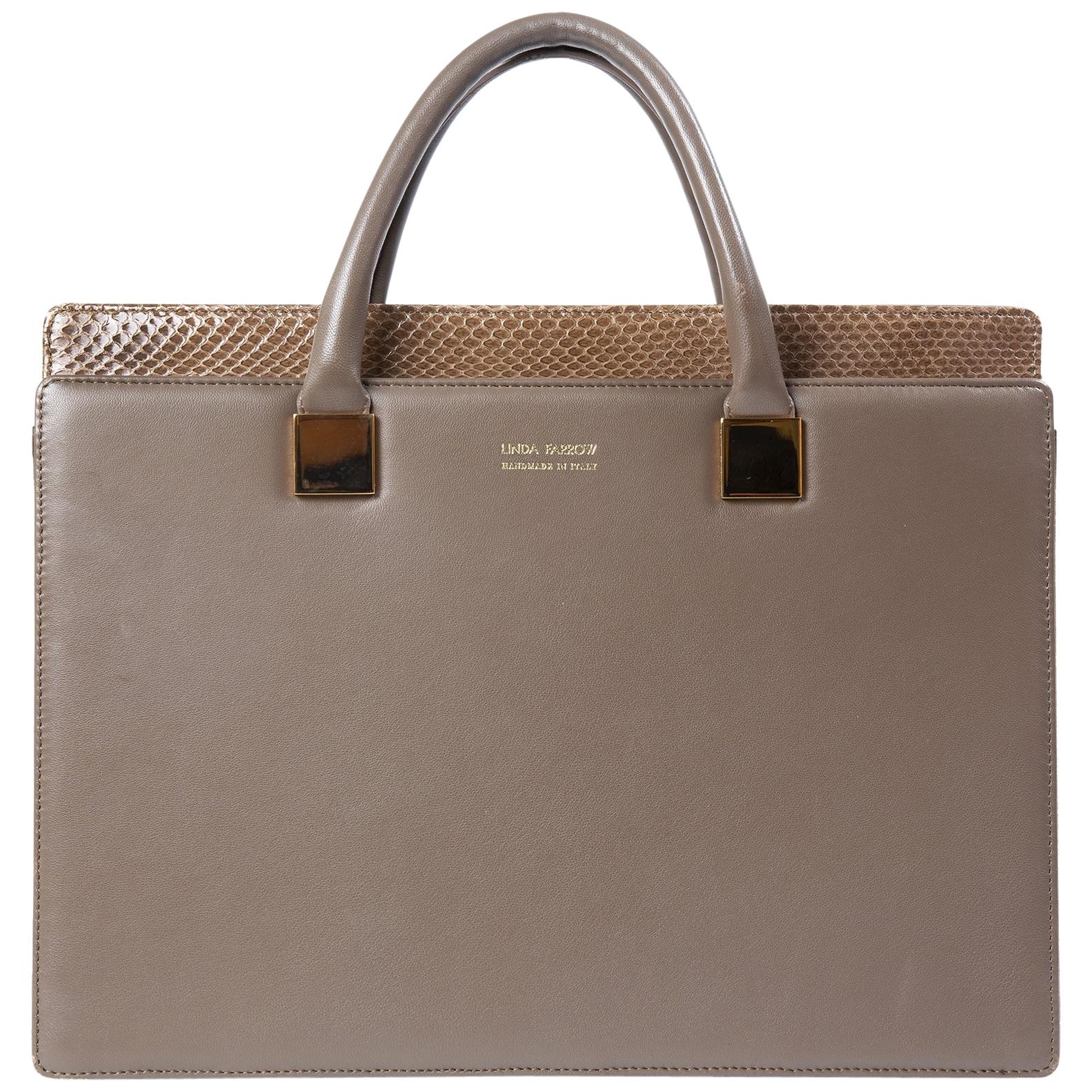 Linda Farrow Grey Anniversary Ayers And Leather Briefcase For Sale