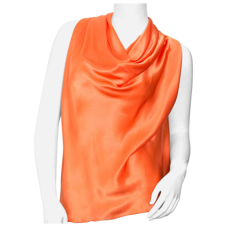 Lanvin Orange Silk Top size 38 For Sale at 1stDibs silk orange top, lanvin top