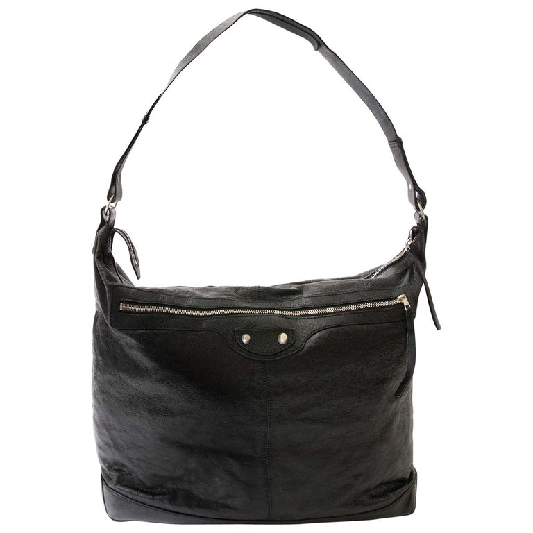 Balenciaga Black Leather Zip Arena Messenger Bag For Sale at 1stDibs