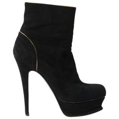 Saint Laurent Black Suede Boots - Size 37, 5
